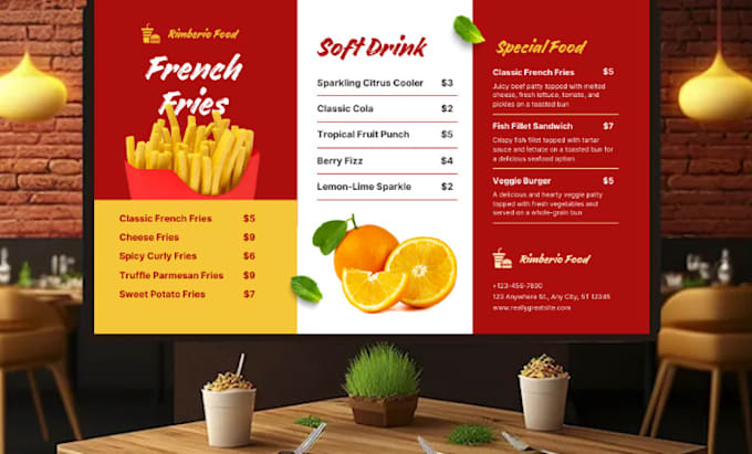 Gig Preview - Create perfect digital menu TV screen menu or animated menu