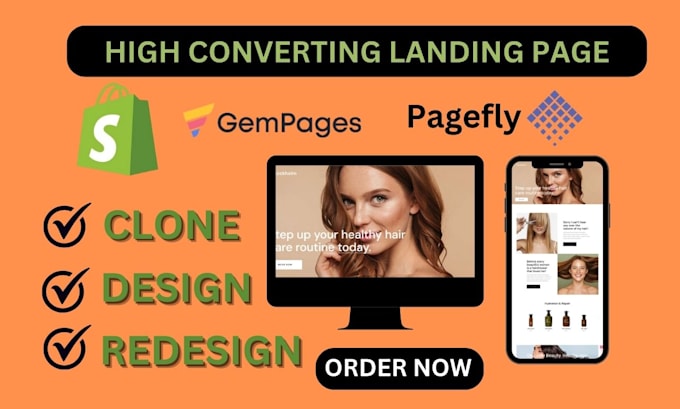 Gig Preview - Design shopify landing page ,clone shopify landing page with gempages or pagefly