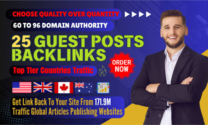 Gig Preview - Create 25 guest post backlinks for SEO ranking boost