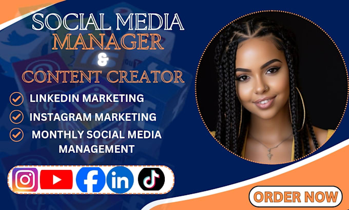 Gig Preview - Be your social media manager content creator instagram and linkedin marketing