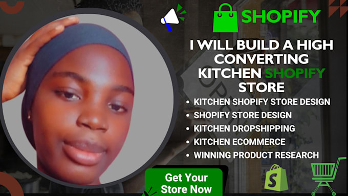 Gig Preview - Build a high converting kitchen shopify dropshipping store with winning products