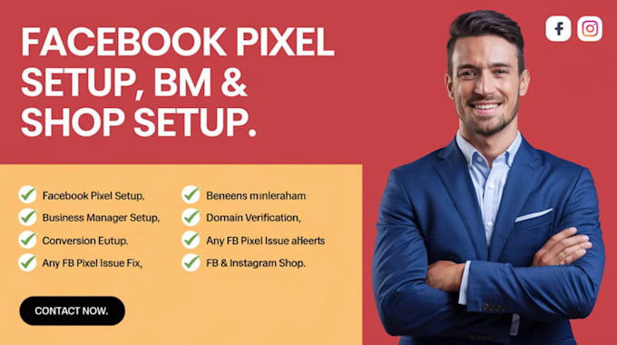 Gig Preview - Fix or setup facebook ad account, meta business manager suite ad, pixle error