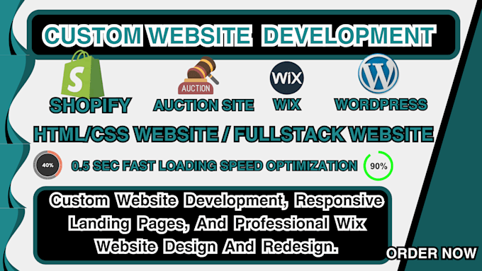 Gig Preview - Do auction website development shopify wordpress wix full stack  HTML CSS uiux