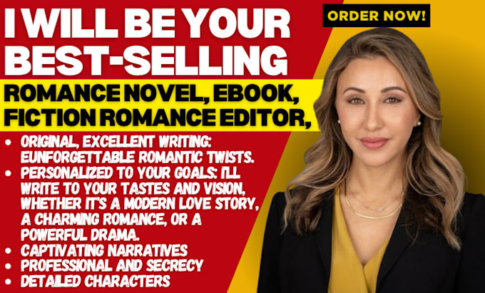 Gig Preview - Be your ebook writer, romance novel, ebook editor, fiction romance ghostwriter