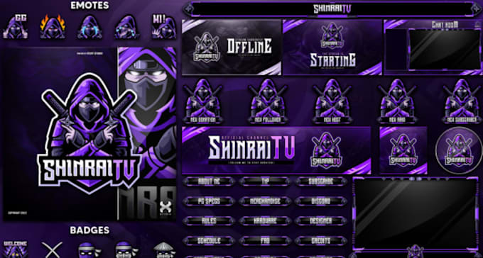 Gig Preview - Design a custom animated twitch overlay logo, overlay, alerts, panels and emotes