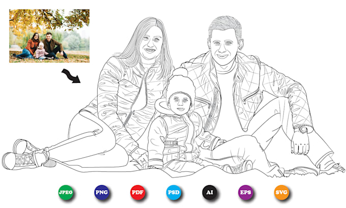 Gig Preview - Draw line sketch from any picture for the coloring book drawing