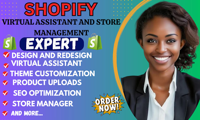 Gig Preview - Be your shopify virtual assistant shopify store manager shopify marketing