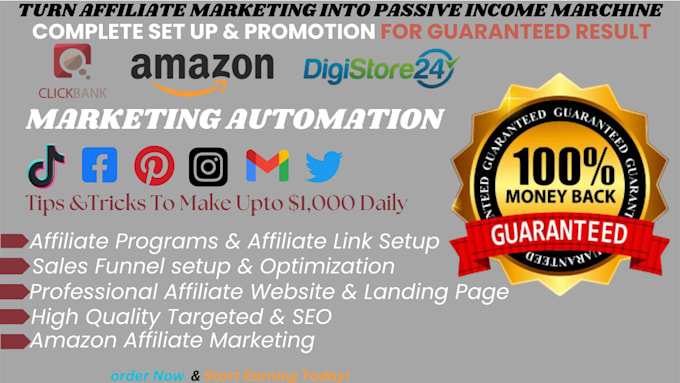 Gig Preview - Do amazon affiliate marketing sales funnel, click affiliate link promotion