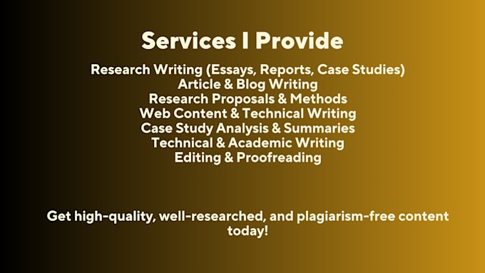 Gig Preview - Provide educational research and writing