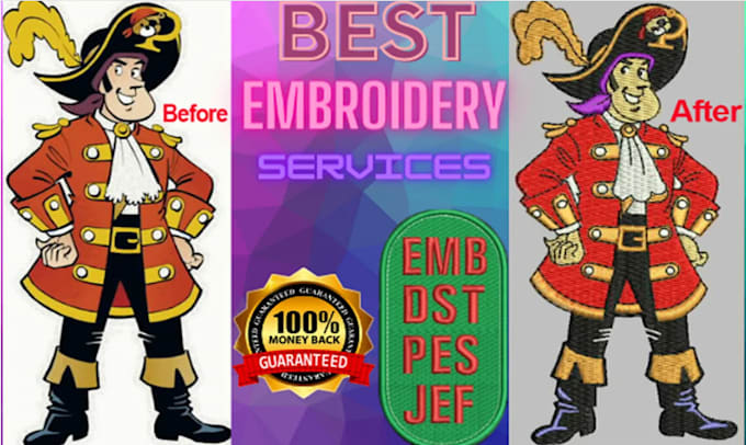 Gig Preview - Do embroidery digitizing for you emb dst pes jef ofm vp3 exp