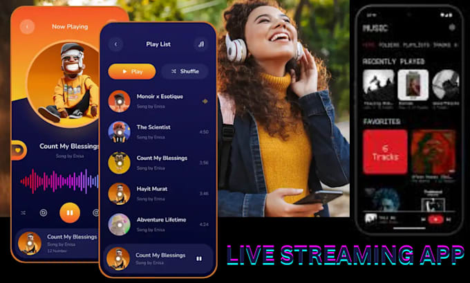 Gig Preview - Do live streaming app, music streaming app, video streaming, streaming website