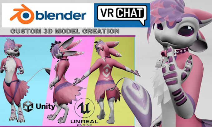 Gig Preview - Create 3d furry vrchat avatar, protogen, nsfw fursona vtuber ,vrc furry unity