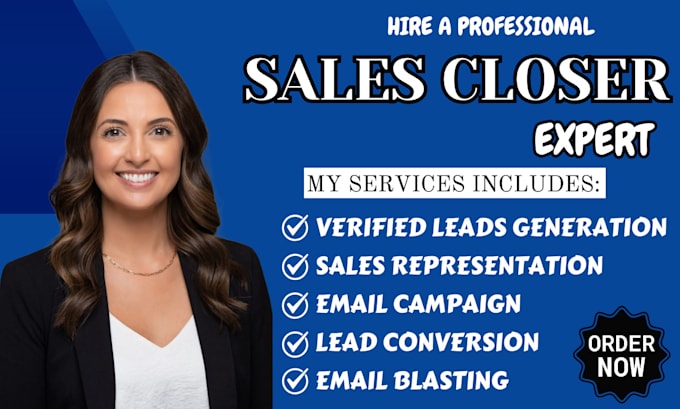 Gig Preview - Sales closer expert lead generation sales representative for online sales