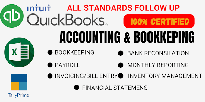 Gig Preview - Do quick books ms excel tally prime accounting and bookkeeping