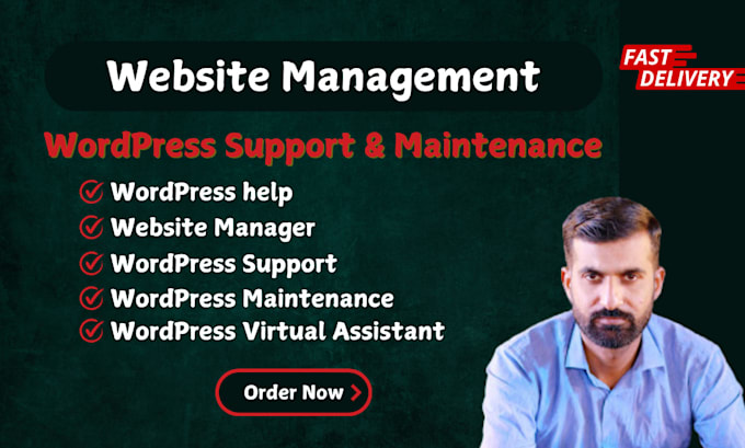 Gig Preview - Be a wordpress virtual assistant, website manager,  or provide maintenance