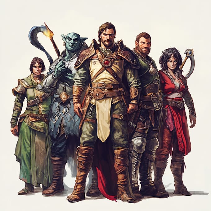 Gig Preview - Fantasy dnd character or dnd party art illustration