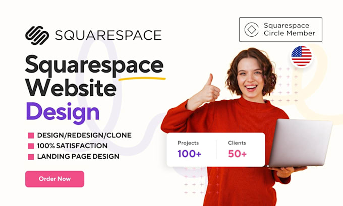 Gig Preview - Squarespace website design or redesign, build squarespace website landing page