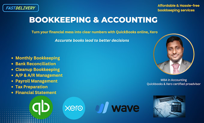 Gig Preview - Do monthly bookkeeping ,bank reconciliation using quickbooks online, xero