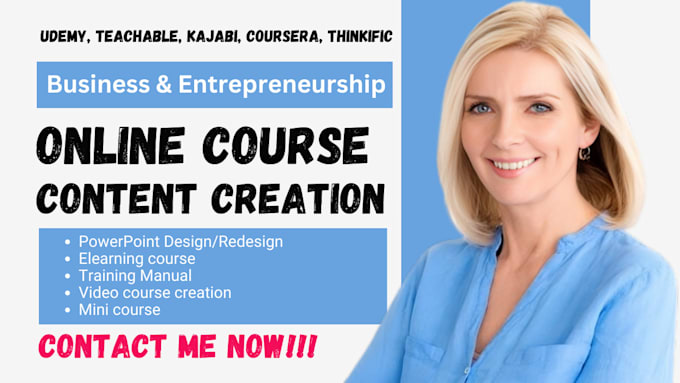 Gig Preview - Online course content, entrepreneurship course, video course powerpoint redesign