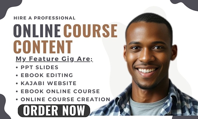 Gig Preview - Create online course content, ebook writer, course upload to kajabi, ppt slides