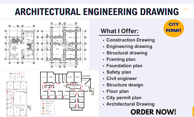 Gig Preview - Do safety plan, foundation, framing, floor plan, city permit engineering drawing