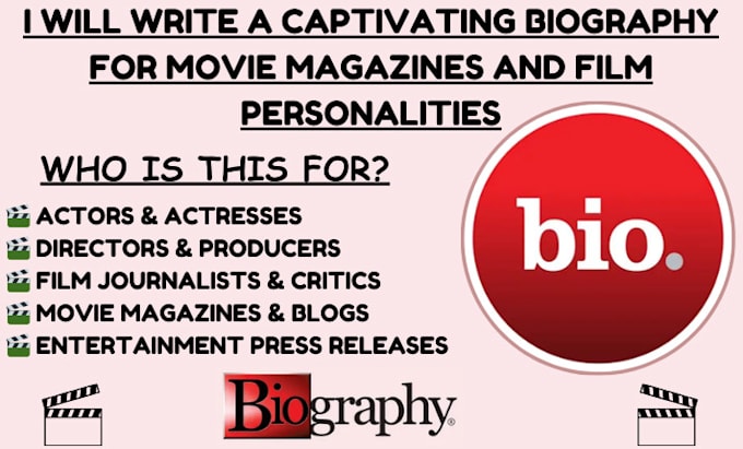 Bestseller - write a captivating biography for movie magazines and film personalities