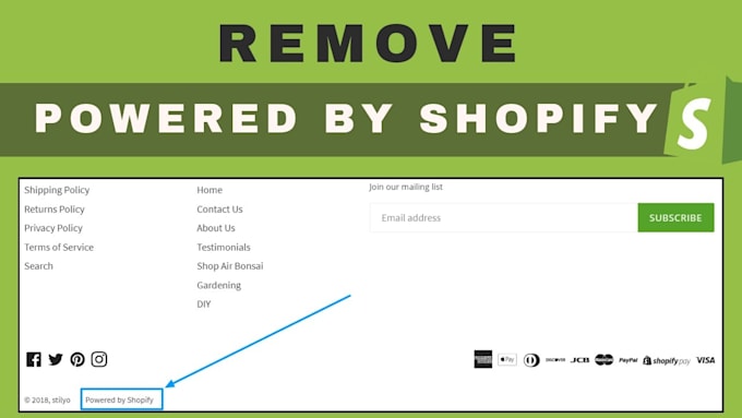 Gig Preview - Remove powered by shopify or wordpress from site