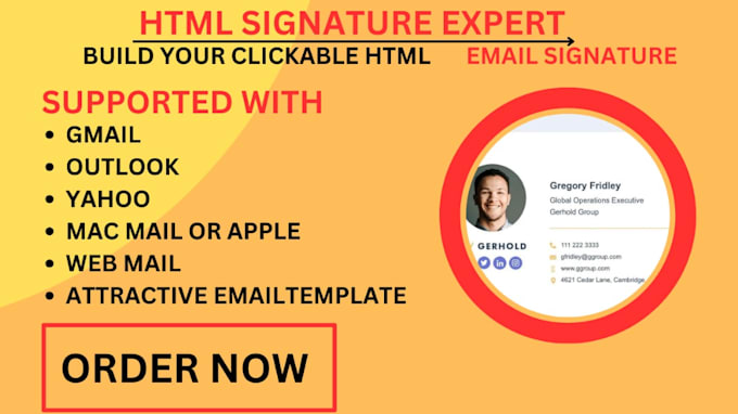 Gig Preview - Build create a responsive HTML email gmail signature