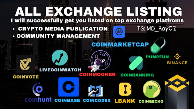 Gig Preview - Do coin listing, token listing on coinmarketcap, coingecko lbank, create token