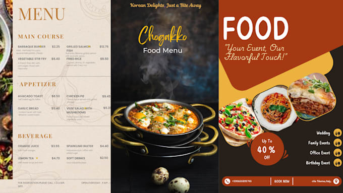 Gig Preview - Custom food menus, ads, and flyers for restaurants