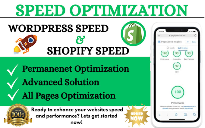 Gig Preview - Pagespeed optimization wordpress speed website speed shopify speed optimization