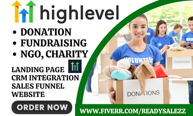 Gig Preview - Design gohighlevel donation ngo landing page ghl nonprofit charity sales funnel