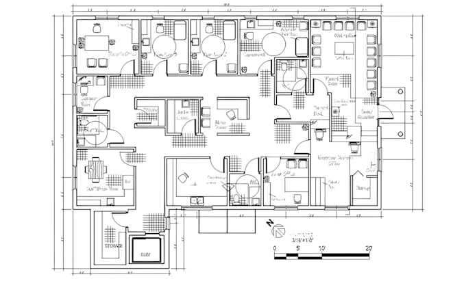 Gig Preview - Draw 2d mechanical electrical mep floor plan drawing in autocad permit drawing