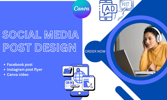 Gig Preview - Design canva social media post instagram post flyer facebook ad post canva video