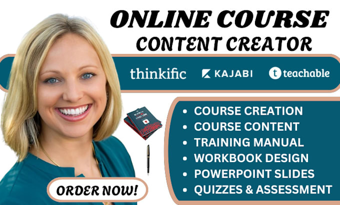 Gig Preview - Create online course content course creation training manual ppt slides