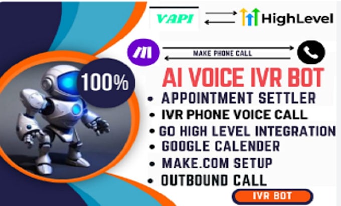 Gig Preview - Code vapi ai phone receptionist, sms bot, crm, ghl, outbound calls, travel agent