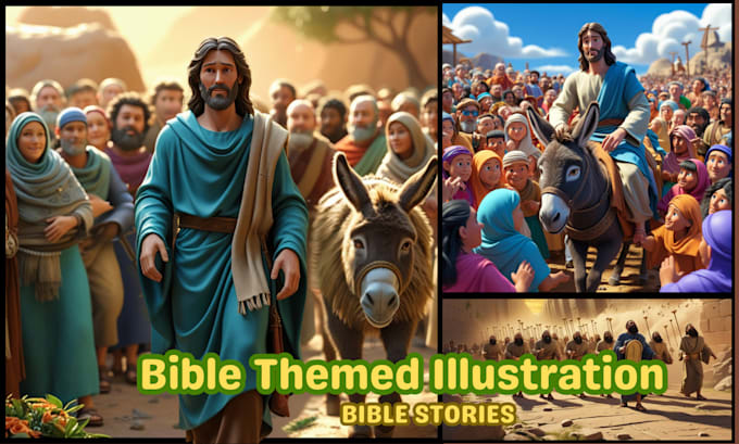 Gig Preview - Design bible themed bible illustration for children book 3d illustration