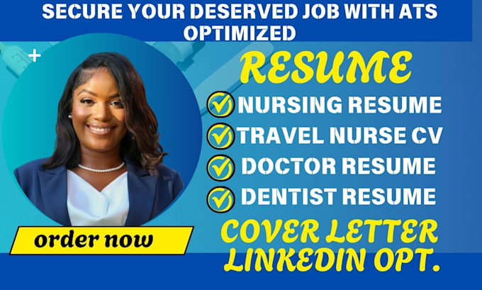 Bestseller - write ats nursing resume doctor rn travel nurse nurse aide dentist CV