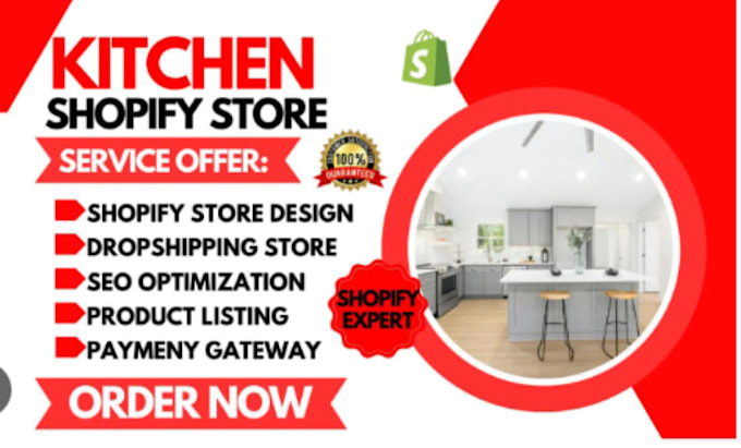 Gig Preview - Build a shopify store for furniture and dropshipping kitchen appliances