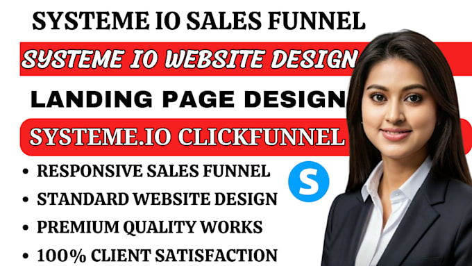 Gig Preview - Systeme io sales funnel, systeme io clickfunnel, systemeio landing page website