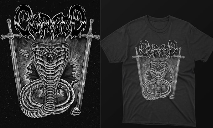 Gig Preview - Do custom dark art horror illustration dark skull t shirt design monster design