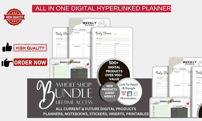 Gig Preview - Design digital planner, setup stan store, hyperlinked planner, custom planner