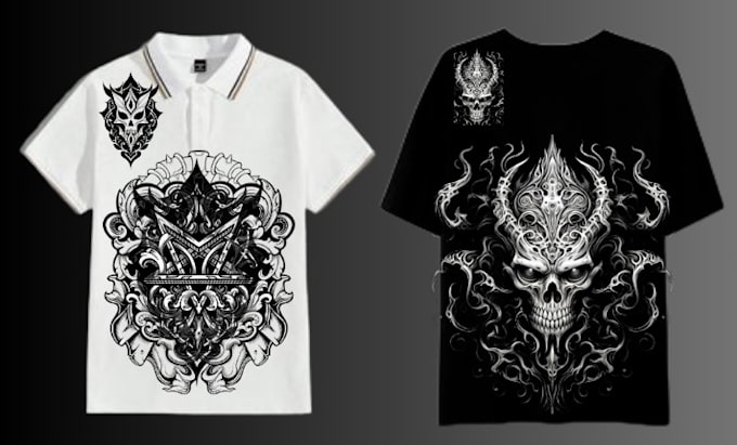 Bestseller - custom horror gothic logo metal t shirt design hard core dark art illustration