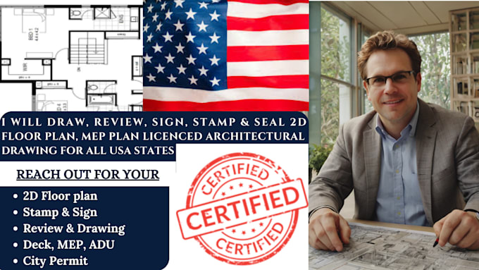 Gig Preview - Review, sign and stamp your architectural plans for city permit in all USA state