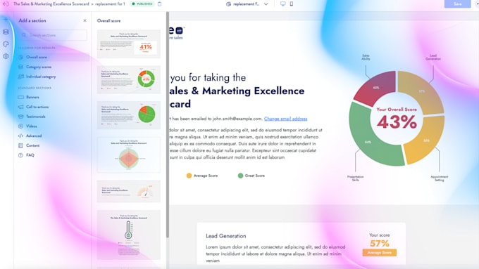 Gig Preview - Build a scoreapp scorecard landing page with a detailed report