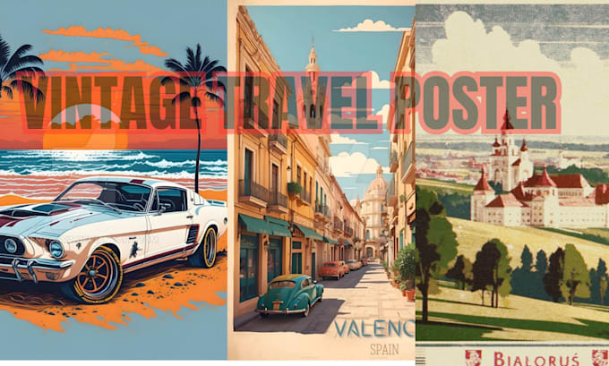 Gig Preview - Design retro vintage travel poster art deco 70s 80s movie poster illustration