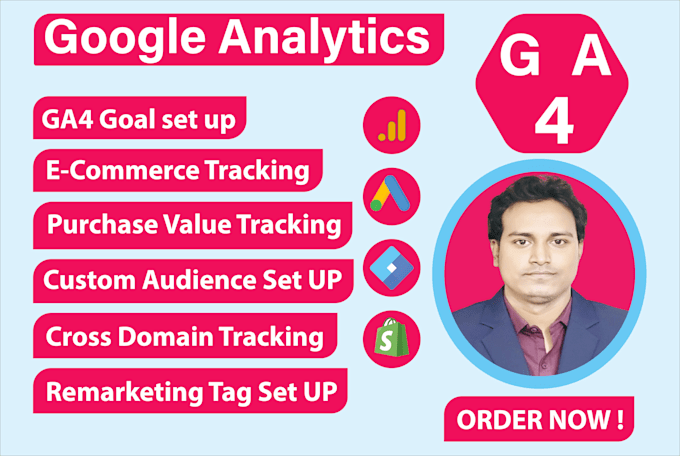 Gig Preview - Setup google analytics 4, ga4 ecommerce tracking, ads conversion tracking by GTM