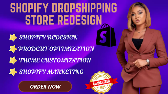 Gig Preview - Design, redesign shopify store, shopify dropshipping store, shopify website