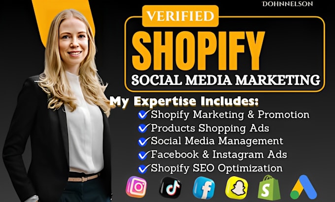 Gig Preview - Be your shopify social media marketing manager, shopify sale, content creator