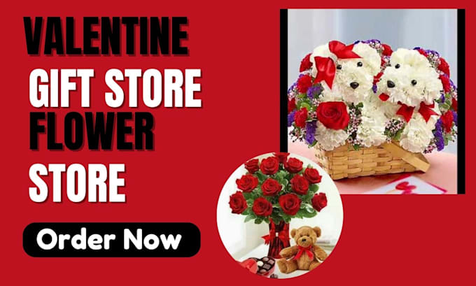 Gig Preview - Design valentine gift store flower website valentine day website dropshipping